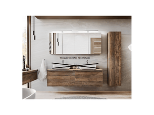 Ensemble salle de bain double vasques 120 cm + 4 éléments - rosario oak