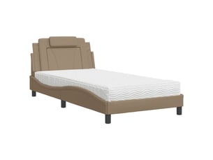 Lit adulte, lit simple, lit viana avec matelas cappuccino 100x200cm similicuir