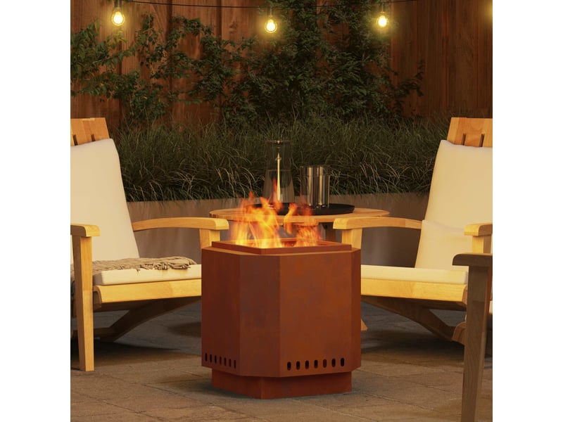  Brasero exterieur, foyer sans fumée rouillé 48x48x51 cm acier patiné shl93520  - Conforama D