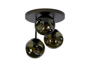 Plafonnier rond 3 lampes 30 cm en verre brun et bronze - tahoe