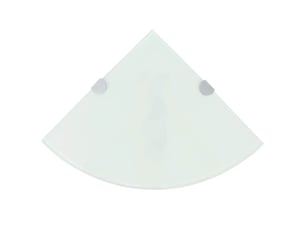Étagère d'angle murale, étagère de coin avec supports chromés verre blanc 25 x 25 cm cf41419