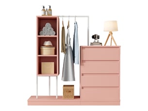 Armoire 0 porte(s) battante  4 tiroir(s) MERAX armoire rose coloris rose largeur 140 cm