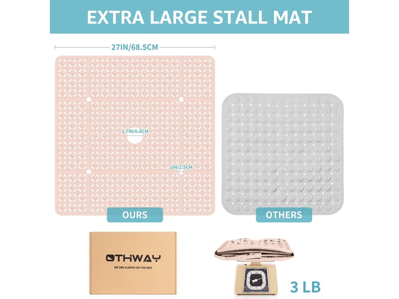  Tapis de douche en tpe à ventouses - 27 x 27 pouces - rose pastel  - Conforama D