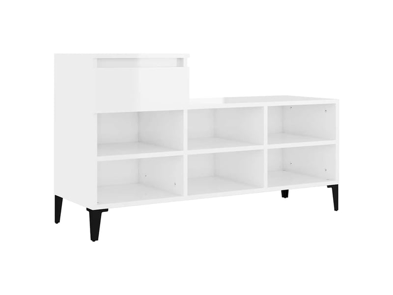  Meuble à chaussure blanc brillant 102x36x60 cm bois ingénierie shl3480  - Conforama A