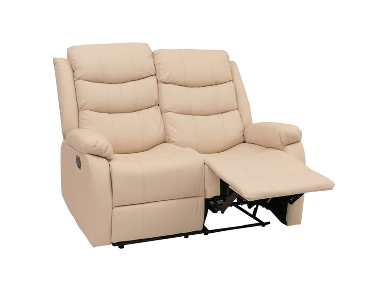  Fauteuil cinéma 2 places relax tv avec accoudoirs et fonction inclinable similicuir crème 04_0009406  - Conforama A