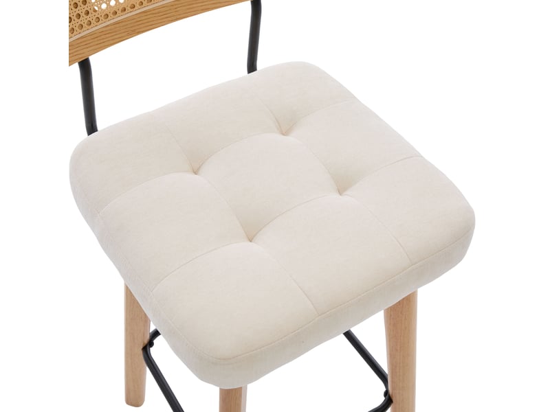  Lot de 2 tabourets de bar pivotants 360° en chenille beige avec dossier  - Conforama R