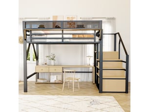 Lit mezzanine 140x200 cm <strong></strong>  <strong></strong> coloris noir