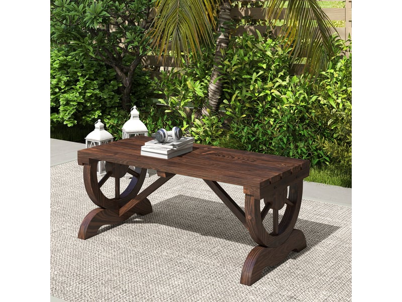  Banc de jardin en bois, résistant aux intempéries, mobilier de jardin, banc rustique, naturel, 98 x 50 x 39,5 cm  - Conforama D