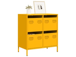 Buffet - bahut - meuble de rangement jaune moutarde 68x39x73,5 cm acier laminé à froid