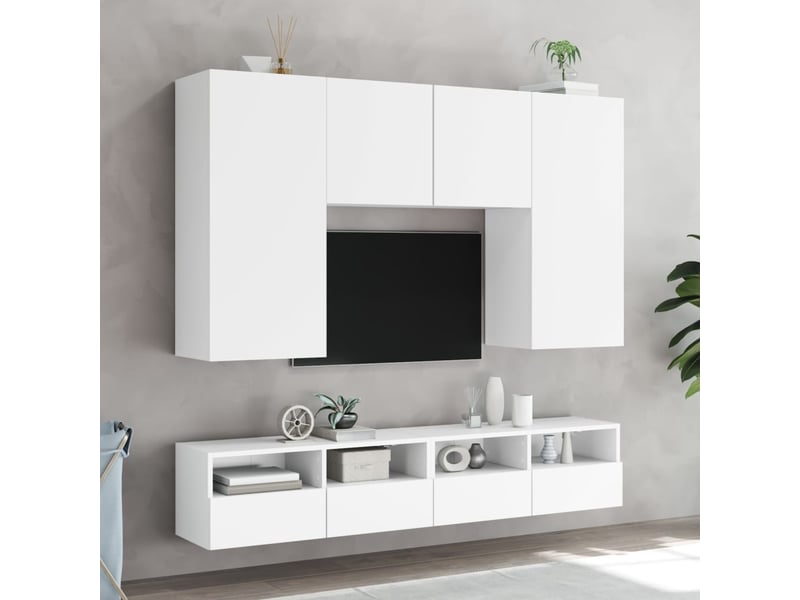  Meubles tv - banc tv - meuble de rangement muraux 2 pcs blanc 80x30x30 cm bois d'ingénierie  - Conforama D
