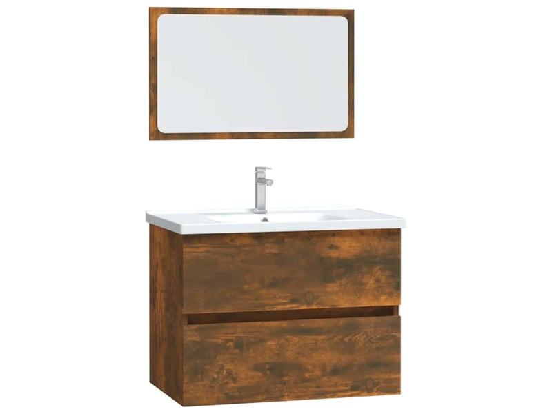  Ensemble de meubles de salle de bain 2 pcs chêne fumé cf63592  - Conforama A