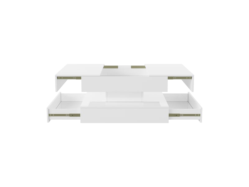 Table basse - 73x73x43cm - table carrée avec rangement, éclairage led rgb intelligent, surface brillante anti-rayures - blanc - Conforama A