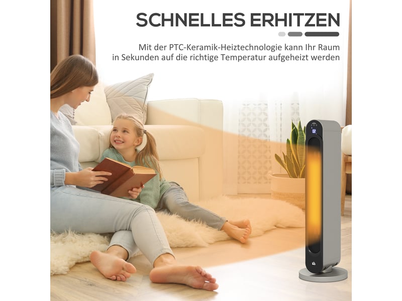  Chauffage électrique, 3 modes, minuterie 12 heures, affichage led, fonction pivotante  - Conforama E