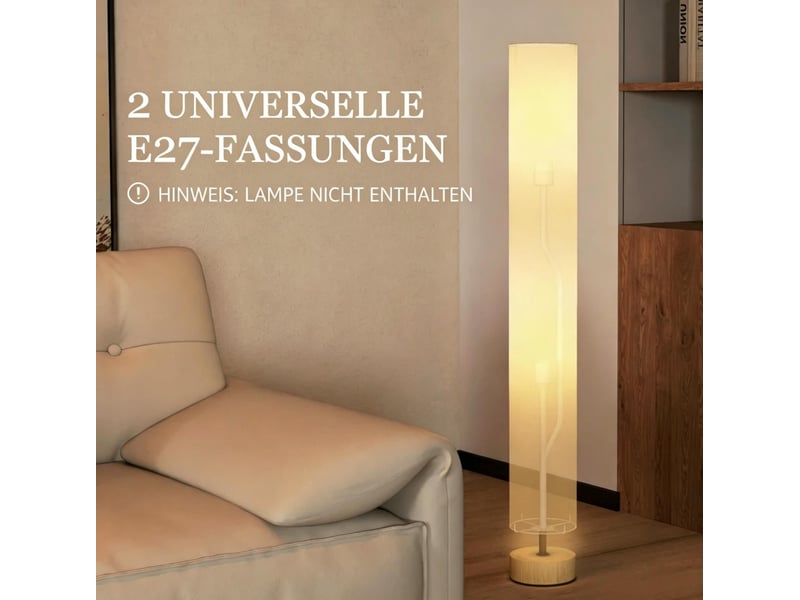  Lampadaire de salon 15 x 15 x 120 cm – gris – 2 douilles e27, interrupteur au pied, ampoules non incluses  - Conforama E