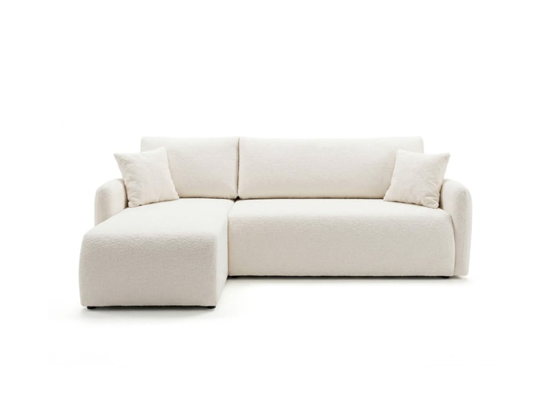  Alya - canapé d'angle convertible et réversible 3 places accoudoirs fins en bouclette  - Conforama E