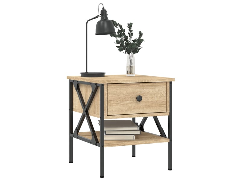  Lot de 2 tables de chevet - cabinet de chevet - table de nuit chêne sonoma 40x42x45 cm bois ingénierie  - Conforama B