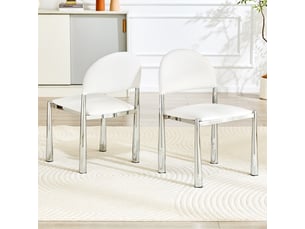 Ensemble de 2 chaises modernes — dossier demi-lune, siège pu cuir, pieds en métal, hauteur 80 cm, élégant et robuste