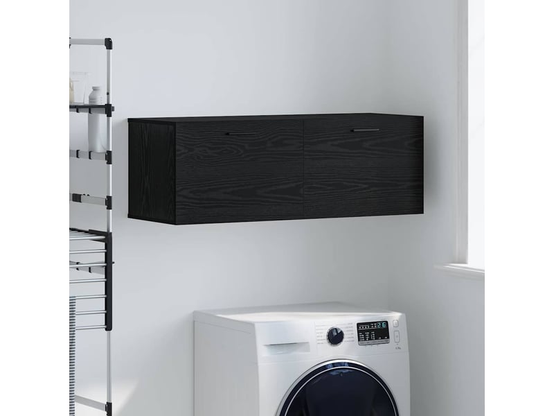  Armoire murale salon 100x36,5x35cm bois d'ingénierie chêne noir shl3828  - Conforama B