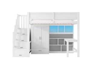 Lit mezzanine 90x200 cm <strong>HNCBB</strong>  <strong></strong> coloris blanc