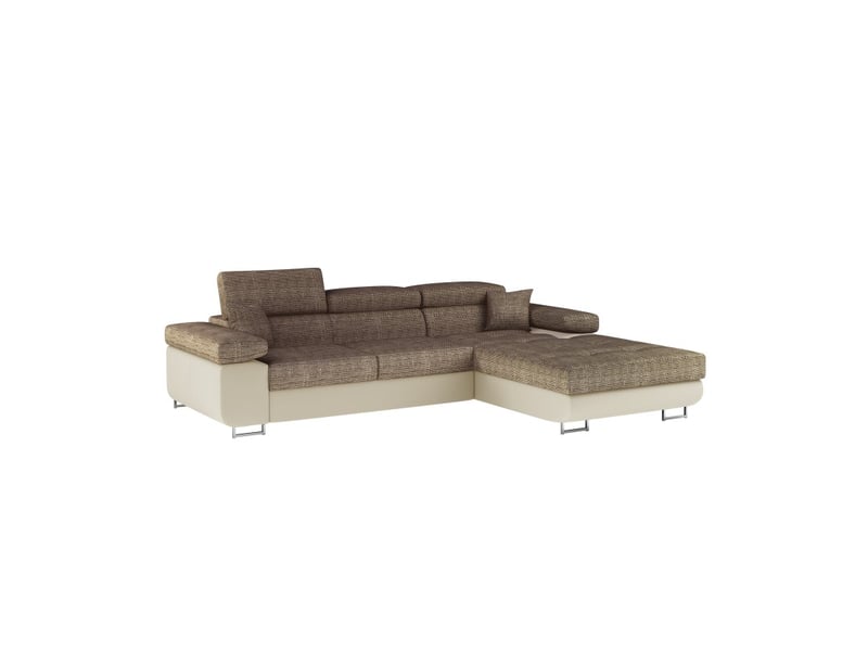  Canapé d'angle convertible amanda beige et crème – tissu effet lin – angle droit  - Conforama E