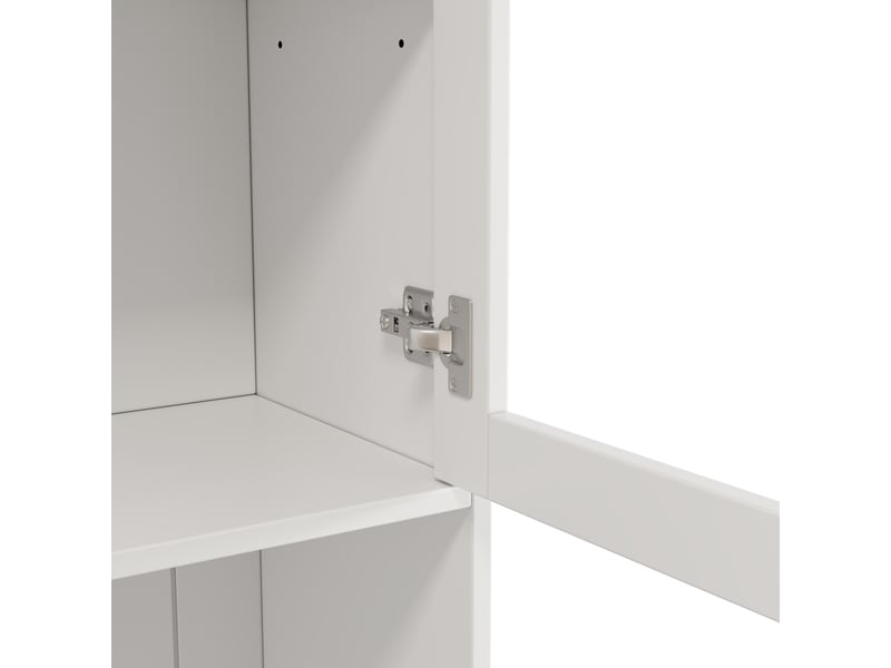  Buffet avec portes vitrées, tiroir et porte-verres en panneaux de particules 120×40×191 cm blanc  - Conforama D