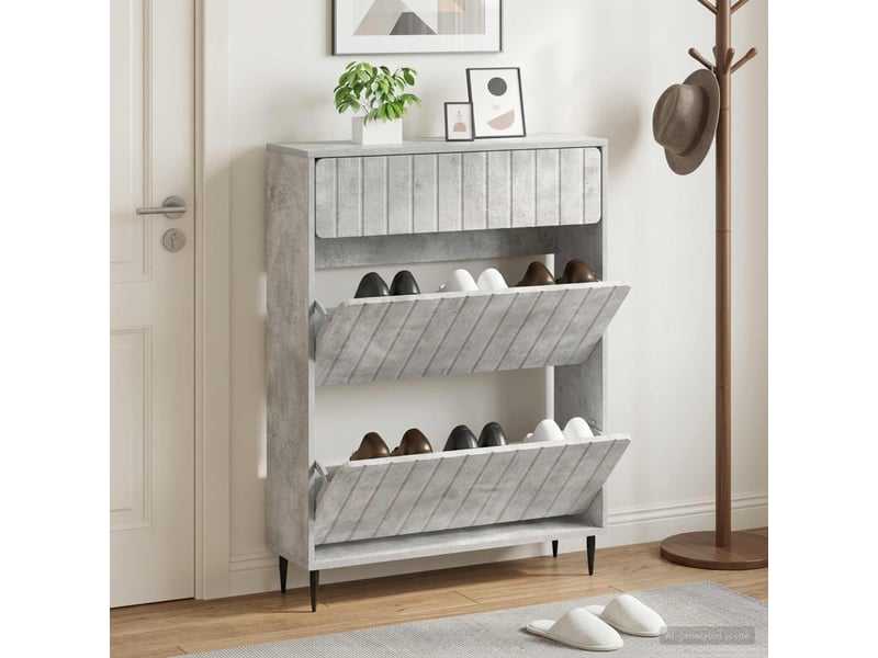  Meuble à chaussures, cabinet à chaussures zwolle 78x24x103 cm bois d'ingénierie shl3307  - Conforama B
