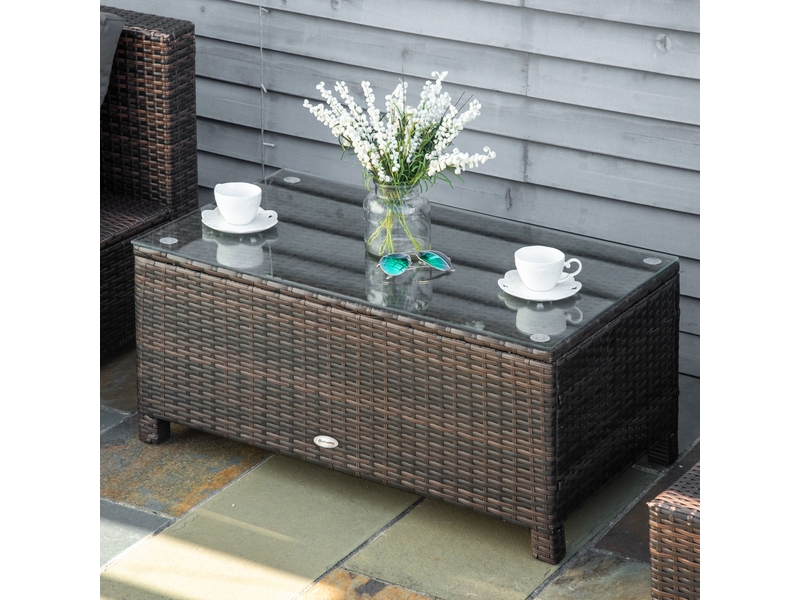  Table basse de jardin métal marron 85x50x39cm  - Conforama C