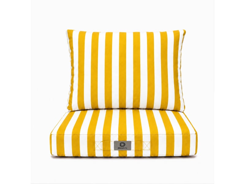  Coussins chaise jardin assise + dossier 40x40cm rayure jaune  - Conforama C