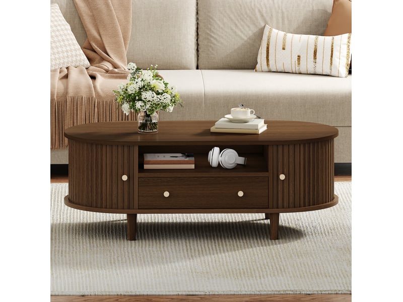  Table basse ovale avec rangement 100 x 50 cm evryae  - Conforama C