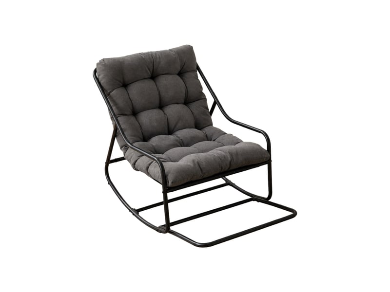  Fauteuil à bascule extérieur,75x116x82 cm,avec coussin réglable,acier,noir et gris  - Conforama A