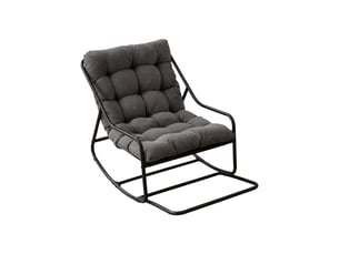 Fauteuil à bascule extérieur,75x116x82 cm,avec coussin réglable,acier,noir et gris