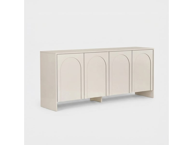 Console tv moderne arlen avec portes et étagères design contemporain - crème - Conforama A