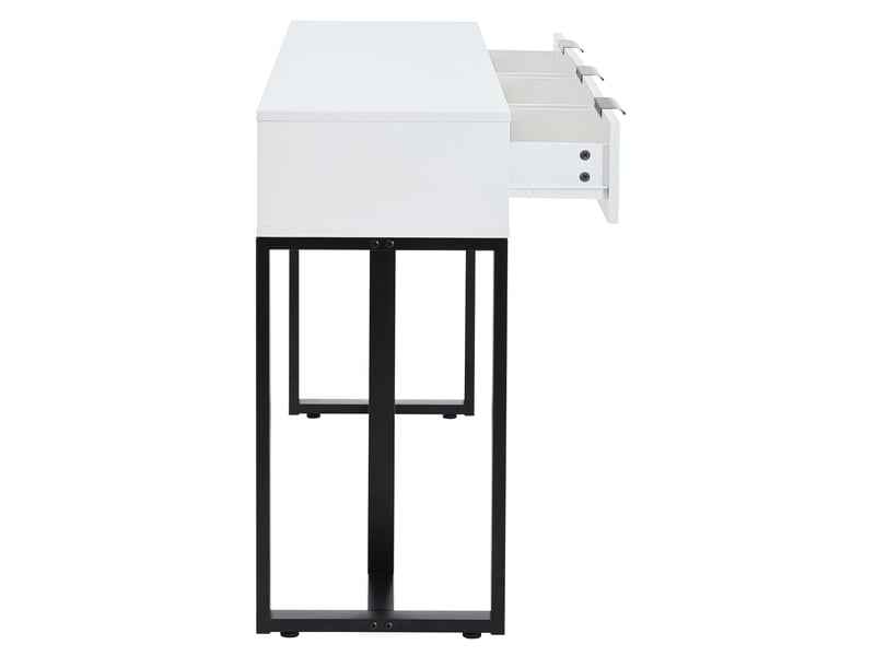  Console moderne avec tiroirs, structure dorée, pieds réglables et poignées élégantes (blanc + noir)  - Conforama E