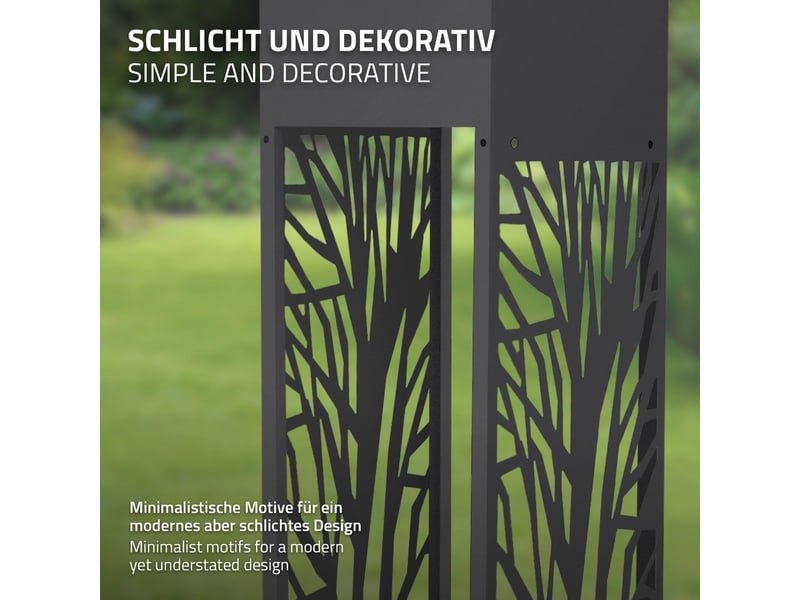  Ml-design range-bûches modulable avec jardinière en acier galvanisé, intérieur et extérieur, résistant aux intempéries, rangement bois de chauffage, motif de branches, anthracite, 30 x 30 x 111 cm ECD Germany GmbH - Conforama E