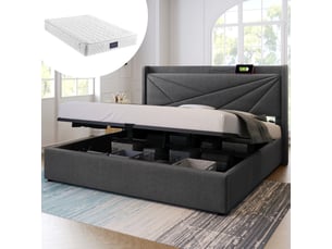 Lit coffre 160x200 cm <strong>SWEIKO</strong>  <strong></strong> coloris gris