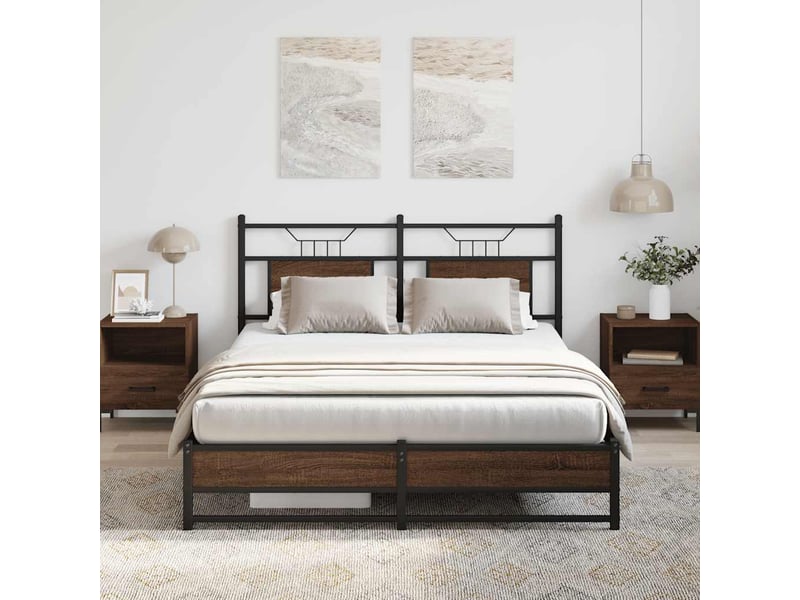  Lit double- lit adulte -  cadre de lit sans matelas chêne marron 150x200 cm  - Conforama D