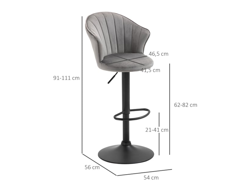Tabourets de bar lot de 2 pivotants réglables en hauteur avec dossier et repose-pieds en tissu gris - Conforama C