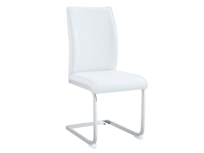  Lot de 2 chaises de salle à manger,43x44,5x99 cm,similicuir et métal argenté,blanc  - Conforama D