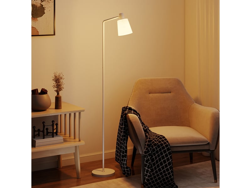  Lampadaire led à intensité variable avec 3 températures de couleur (3000k-6500k), abat-jour pivotant, ampoule e27 blanche  - Conforama D