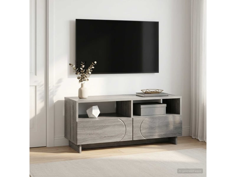  Meuble tv moderne, banc tv 90x34,5x40 cm sonoma gris bois d'ingénierie shl96471  - Conforama B