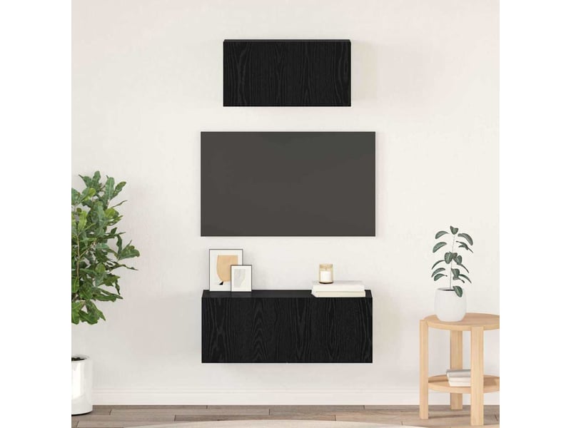  Ensemble meuble tv - banc tv - meuble de rangement 2 pcs chêne noir bois d'ingénierie  - Conforama B