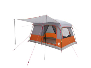 Tente de camping, tente familiale 6 personne gris et orange polyester