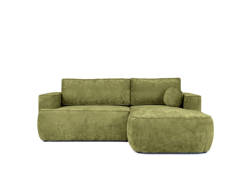  Canapé d'angle moon mini avec fonction couchage, tissu flow, droite, vert (12)  - Conforama C