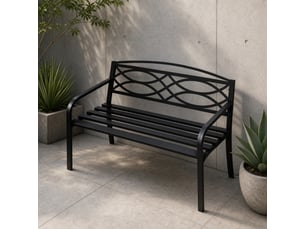 Banc de jardin 2 à 3 places avec dossier en métal noir homvra