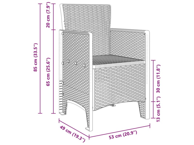  Lot de 4 chaises de jardin, chaises d'extérieur marron polypropylène cf30085  - Conforama E