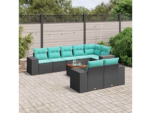 Vidaxl ensemble de canapé de jardin 9 pcs avec coussins noir résine tressée