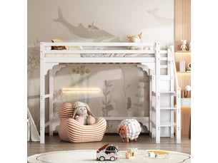 Lit mezzanine 140x200 cm <strong></strong>  <strong></strong> coloris blanc