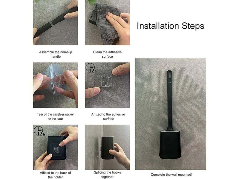  Enowelir brosse wc en silicone multifonction 3 en 1 avec support murale à séchage rapide pour salle de bain  - Conforama C