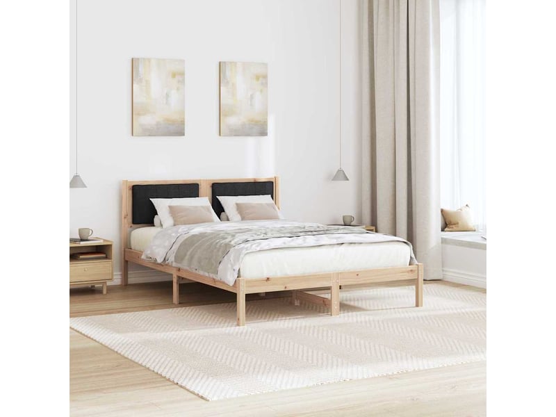 Lit double- lit adulte -  cadre de lit avec tête de lit rembourrée noir 135 x 190 cm  - Conforama C