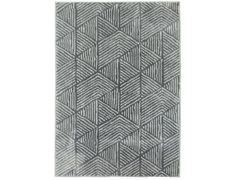  Tapis de salon 170 x 120 cm gris foncé en polypropylène, motif géométrique lavable, style moderne  - Conforama A